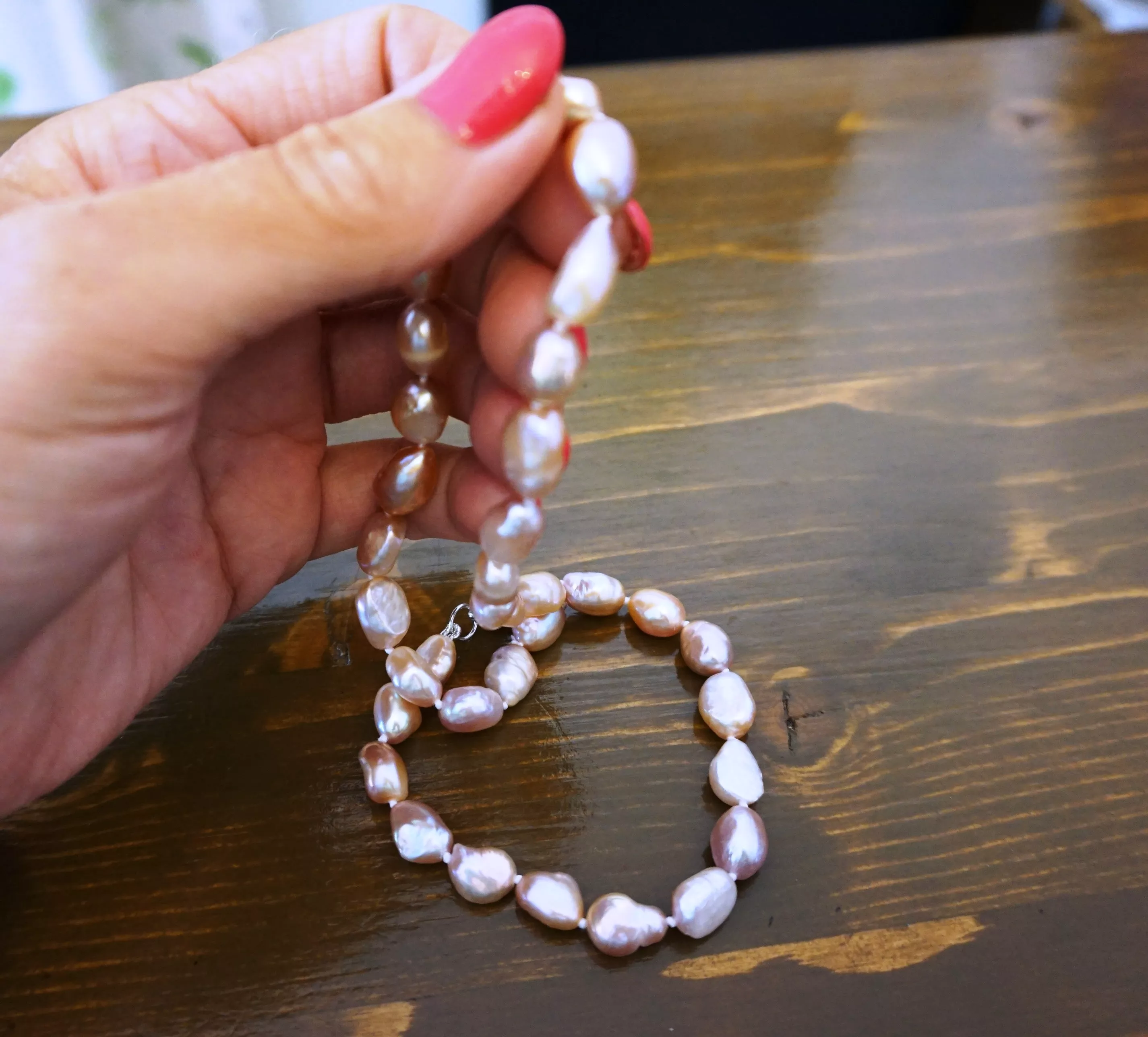 Perla růžová náhrdelník 47cm